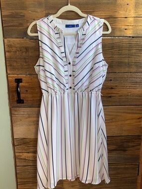Apt. 9 White Sleeveless Stripe-Print Mini Dress